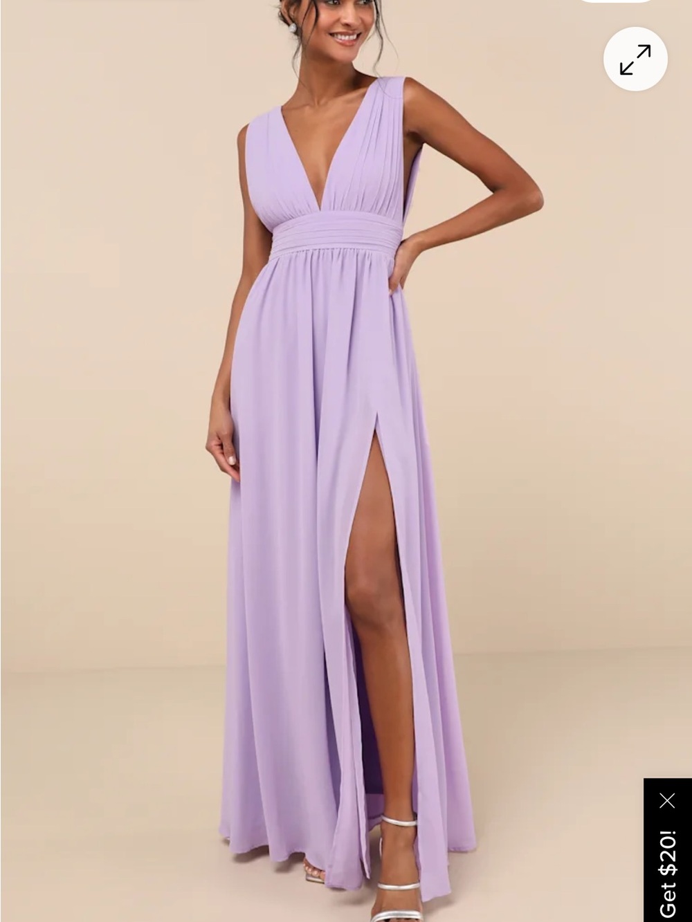 Lulus Heavenly Lues Lavender V-Neck Chiffon Evening Gown
